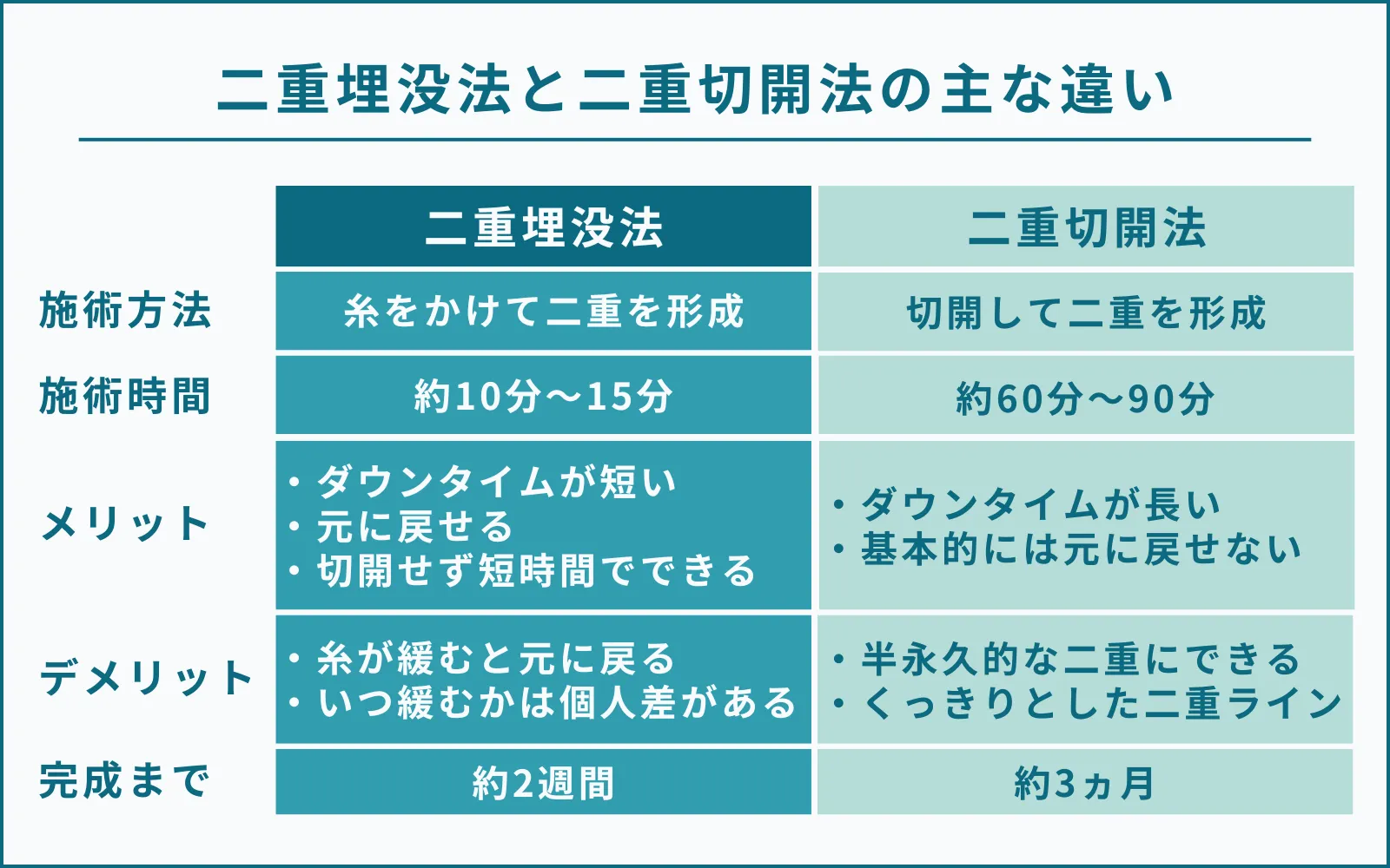 二重埋没法と二重切開法の違い